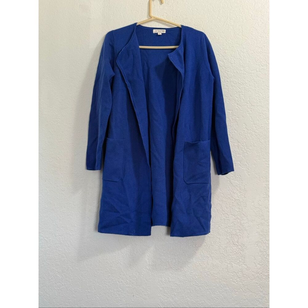J Crew Juliette Collarless Sweater Blazer S blue open cardigan